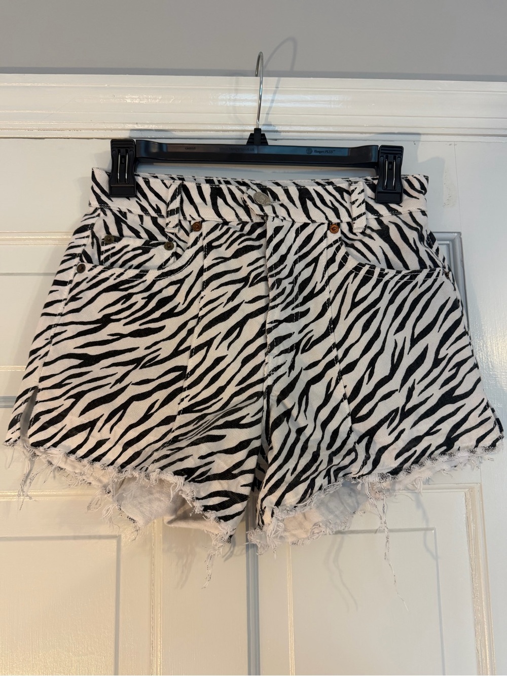 Re/done high waisted denim black and white zebra size 26